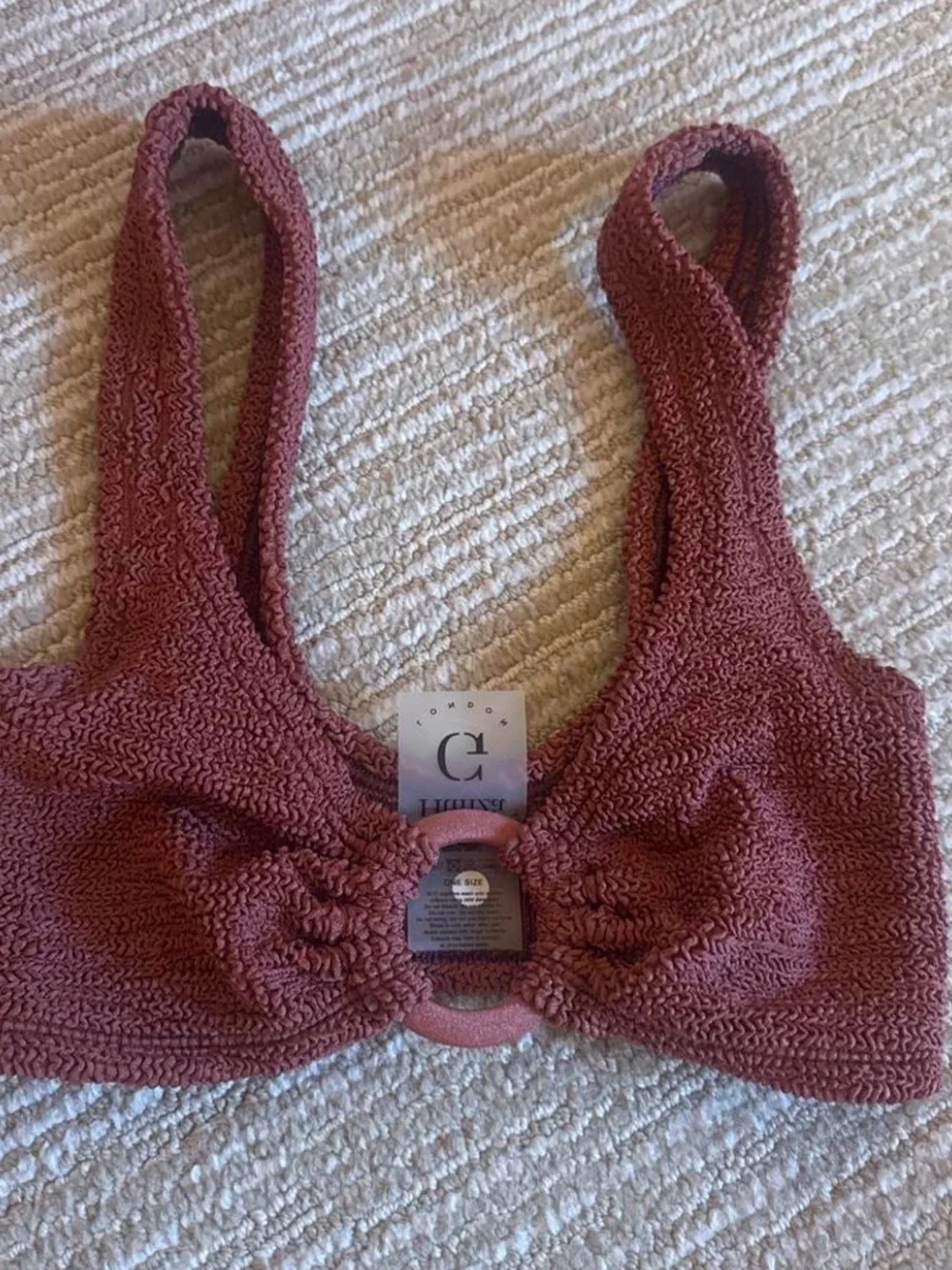 Hunza G Nadine Two-Piece Bikini Set in Metallic Rosewood